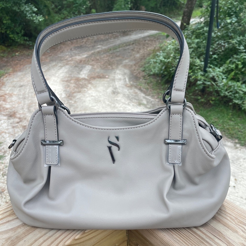 Simply Vera Vera Wang Shoulder Bag Women Medium Taupe Gray Faux Leather Chic